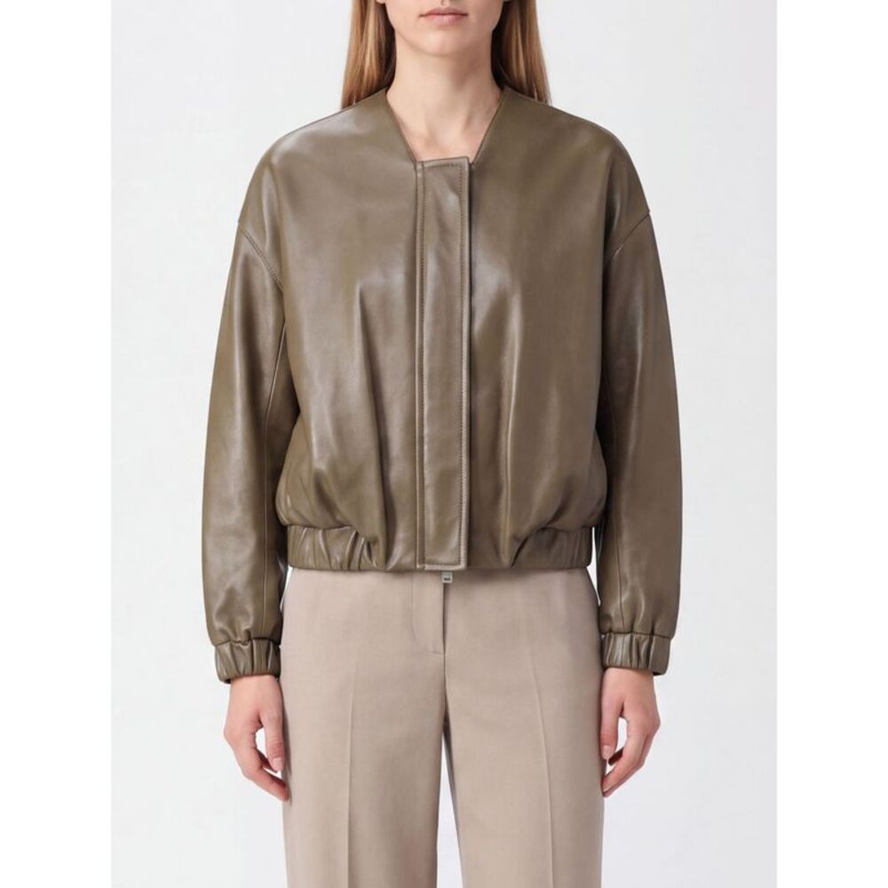Khaite Women Cordan Relaxed-Fit Lambskin Leather Bomber Jacket Khaite
